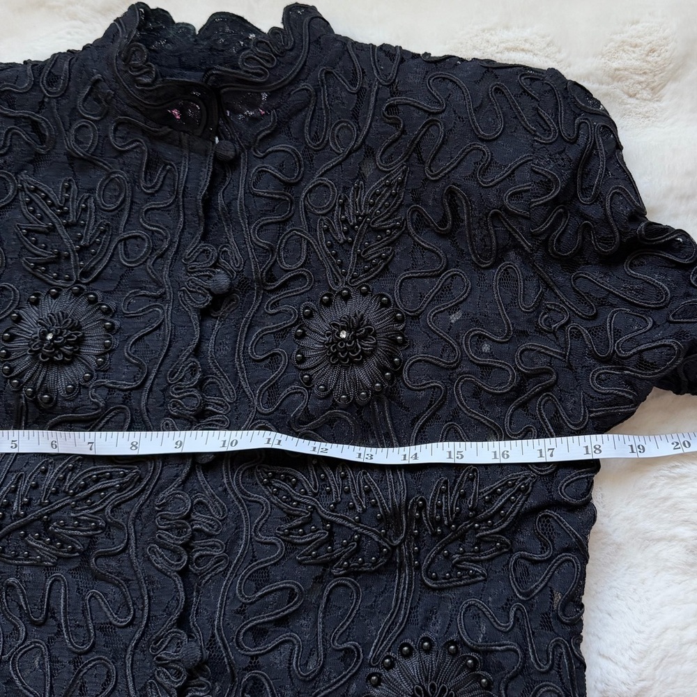 Sassy Thai Black Lace Floral Embroidered Sheer Cardigan Boho Gothic Coquette S/M - Picture 14 of 16